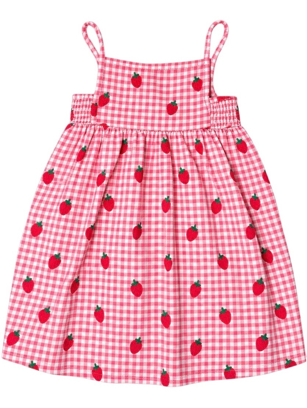 ZARA Girls Strawberry Gingham Dress Pink White Size 4-5 Years 110 Summer